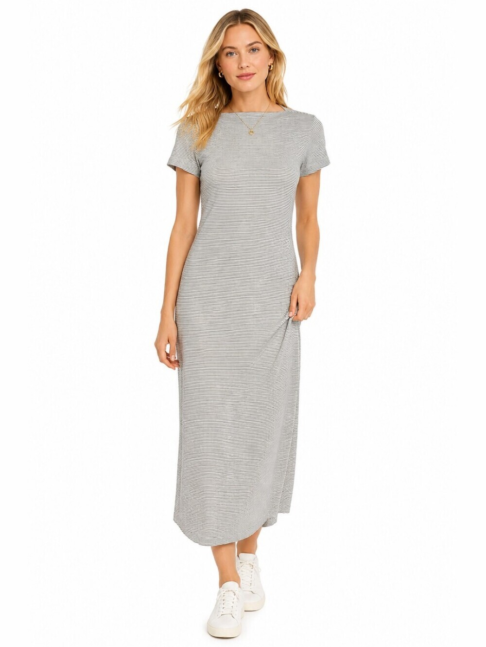 Kate Spade Saturday Striped Cotton Midi Dress Ivory Black Size S Knit